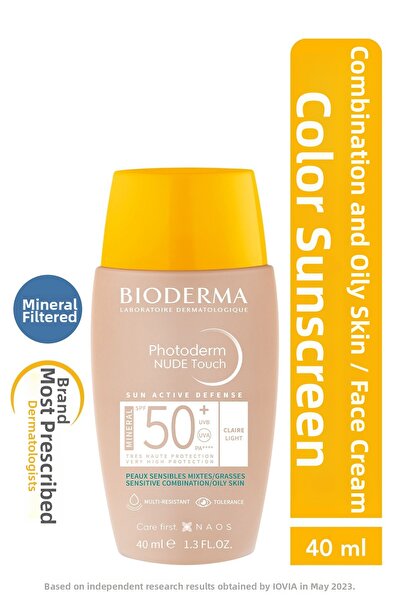 Bioderma Photoderm Nude Touch Spf50+ Light Mixed-Oily Skin Tinted Sunscreen w...