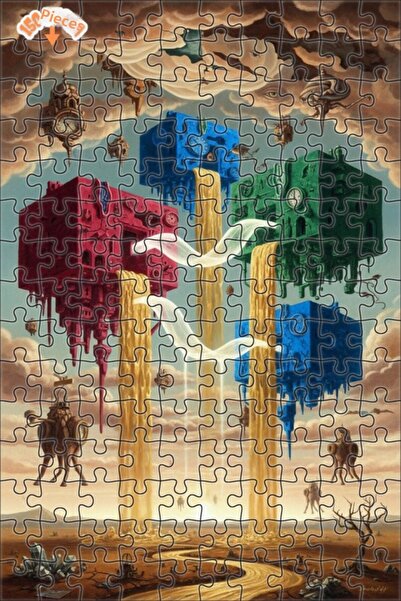 Teona Ahşap لغز خشبي بإطار مزدوج الطبقات بمظهر لوحة زيتية يعكس التيار السريال...