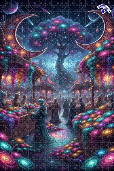 Teona Ahşap لغز فني بمظهر لوحة زيتية لمكان السوق الفلكي 600 قطعة 50×35