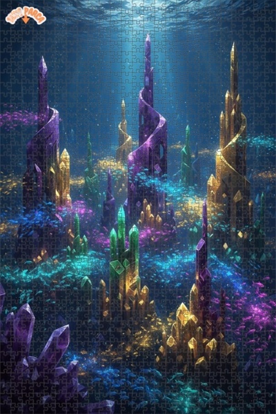 Teona Ahşap لغز خشبي مؤطر بطبقتين بمظهر لوحة زيتية لـ "مدينة المياه الكريستال...