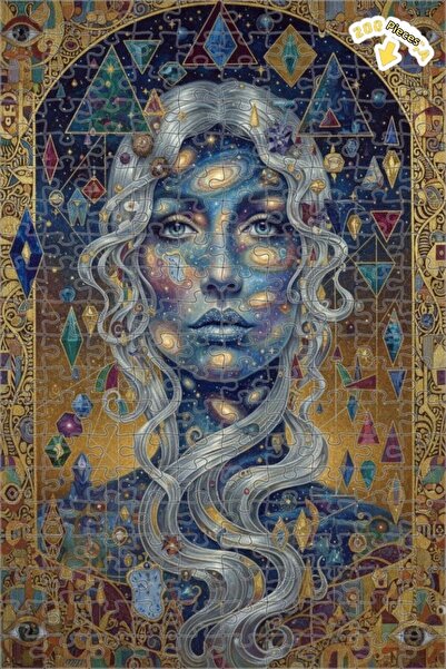 Teona Ahşap لغز خشبي بإطار مزدوج الطبقات بتصميم وجه امرأة من جالاكتيك كوزموس،...