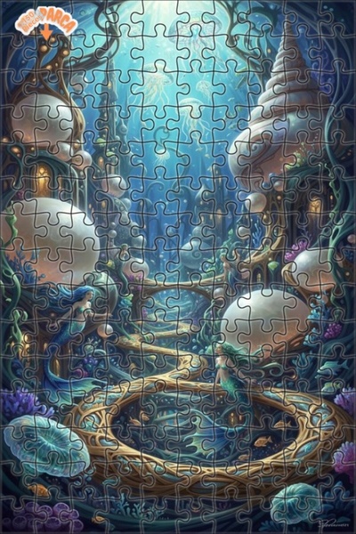 Teona Ahşap Mermaid City Oil Painting Look Art Wooden Puzzle 150 Pieces 20X30