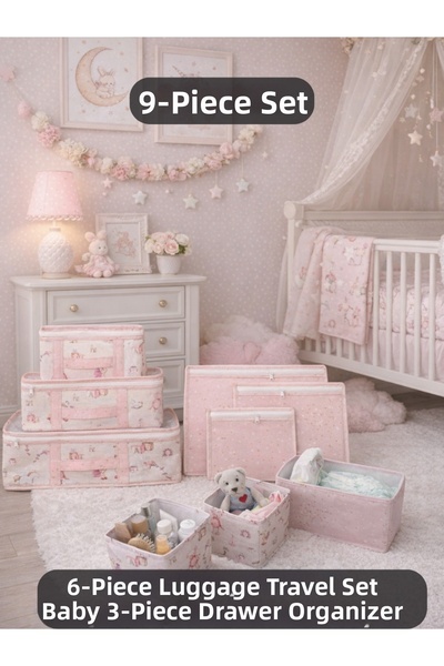PONÇİK BEBEK حقيبة سفر مكونة من 6 قطع، منظم حقائب لغرفة الأطفال قبل الولادة ف...