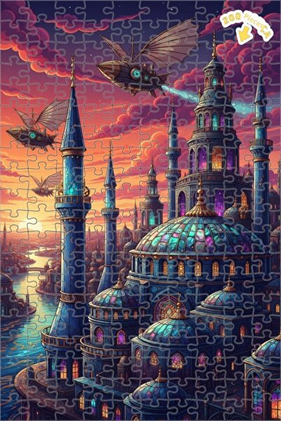 Teona Ahşap لغز خشبي مؤطر ذو طابقين من سلسلة مدينة البخار الإمبراطورية 200 قط...