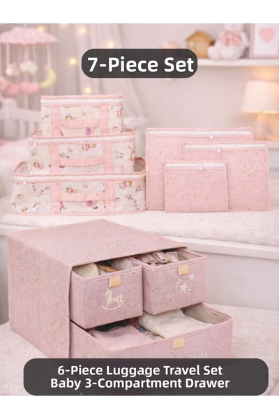 PONÇİK BEBEK حقيبة سفر مكونة من 6 قطع، منظم حقائب لغرفة الأطفال قبل الولادة ف...