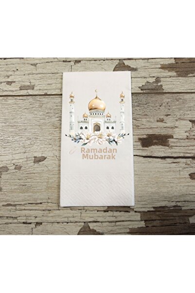Peçetella مناديل رمضان مبارك مطبوع بنمط المسجد المقبب الذهبي والزهور 15 قطعة ...