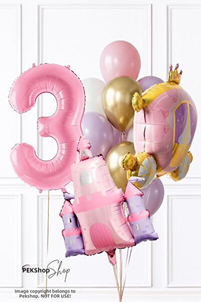 PEKSHOP Princess Theme Birthday Balloon Set with Gold Pink Lilac Balloons