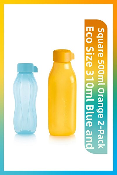 Tupperware زجاجة مياه صديقة للبيئة سعة 310 مل باللونين الأزرق والمربع سعة 500...