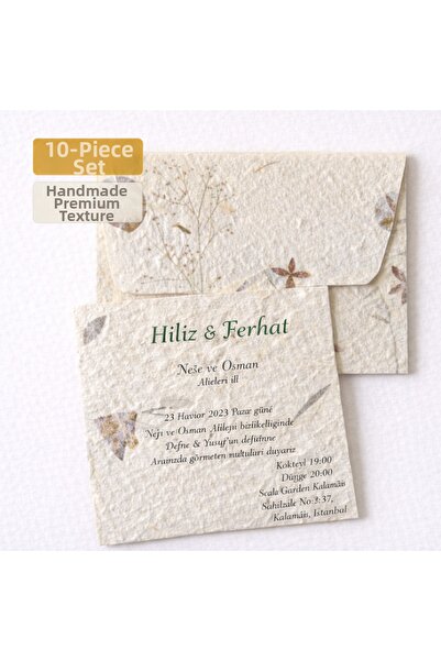 eraypaper مغلفات دعوة مصنوعة يدويًا من الورق الطبيعي، عبوة من 10 قطع - تصميم ...