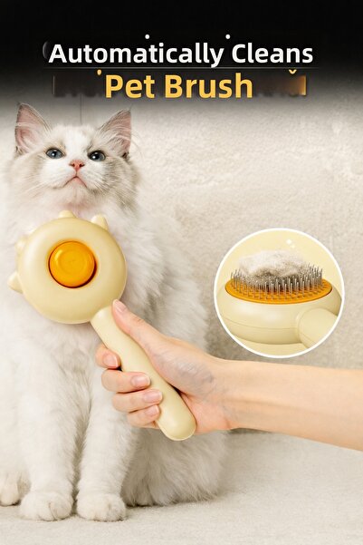 Yenilig Automatic Cleaning Pet Comb |   Cat and Dog Hair Remover One-Key Brush
