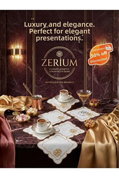 ZERİUM Set premium de 6 șervețele pentru cocktail și cafea, seria Golden Glaze