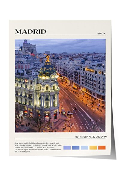 Zestia Poster Madrid Night Cityscape Decor pentru camera de zi