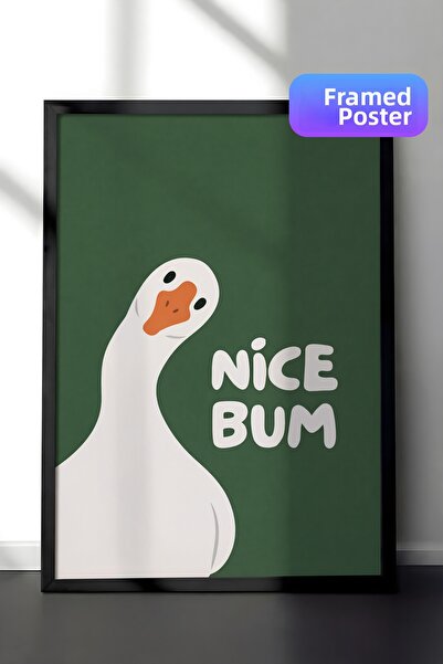 Zestia Pictură de perete înrămată în negru, desen animat cu gâscă drăguță, de...