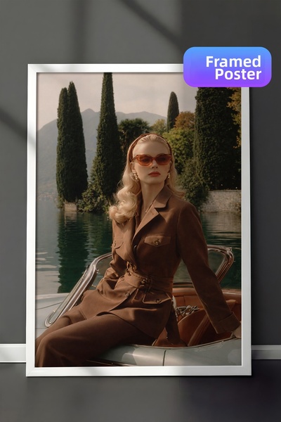 Zestia White Framed Wall Painting Vintage Fashion on a Classic Boat Living Ro...