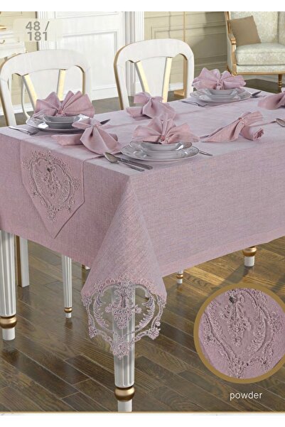 Ceki Home 12-Person Mine Pudra Tablecloth Set 12-Person Tablecloth Set – 26 P...