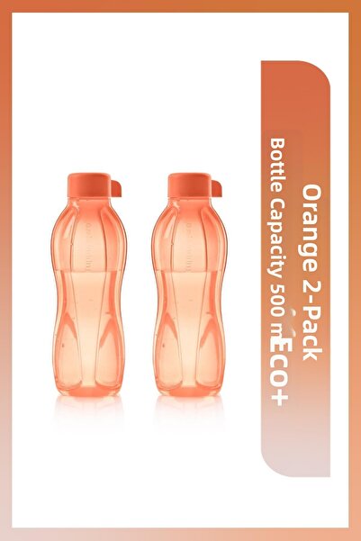 Tupperware زجاجة مياه إيكو+ سعة 500 مل برتقالية، عبوة من قطعتين