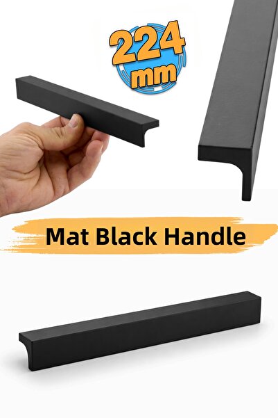 Badem10 Mânere pentru dulapuri de mobilier Lada, metal negru mat, 224 mm, 22,...
