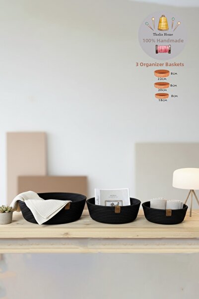 Thalia Home Set de 3 coșuri, coș multifuncțional, organizator pentru baie și ...