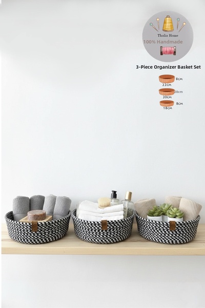 Thalia Home Set de 3 coșuri, coș multifuncțional, organizator pentru baie și ...