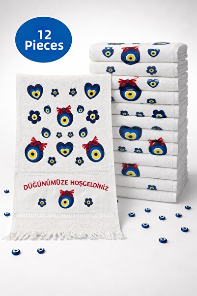 INTER Z 12 Pieces of Printed Wedding Towels (School Towels) - 40X70 cm Circum...