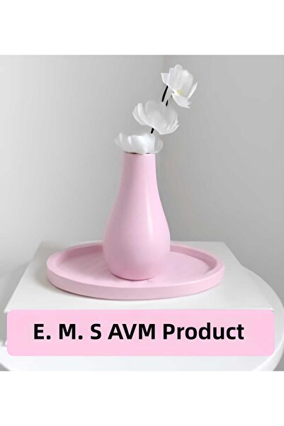 E.M.S AVM Pastel Pink Drop Vase 13 X 7 cm & Fish Scales Patterned Decorative ...