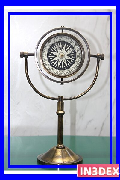 İN3DEX بوصلة زخرفية نحاسية 23×15 سم بتصميم عتيق