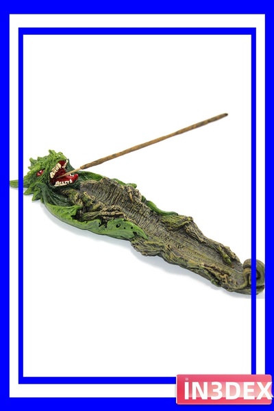 İN3DEX Incense Burner with Dragon Figure and Ash Catcher Made of Polyester Ma...