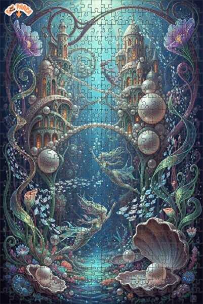Teona Ahşap Magic Mermaid Castle Oil Painting Look 500 Pieces 50X30