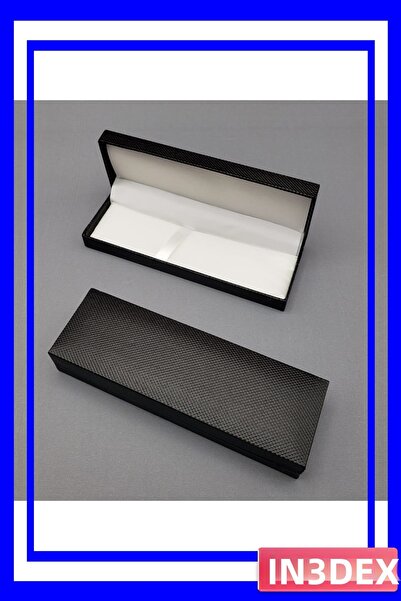 İN3DEX صندوق تخزين أقلام أسود مع طلاء داخلي أبيض مقاس 16×5 سم