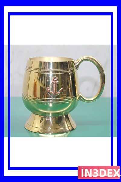 İN3DEX Anchor Patterned Cup Made of Brass Material 11X12 cm