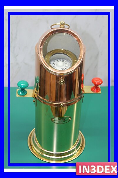 İN3DEX بوصلة زخرفية مصنوعة من النحاس مقاس 30x17 سم، إكسسوار بحري