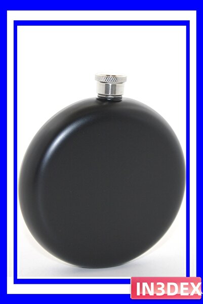 İN3DEX قارورة ماء مستديرة من الفولاذ المقاوم للصدأ سعة 8 أونصة باللون الأسود