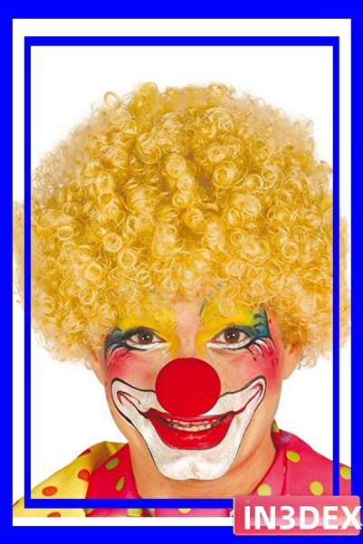 İN3DEX مجموعة إكسسوارات الحفلات تتضمن شعر مستعار أفرو مجعد وغطاء أنف أحمر