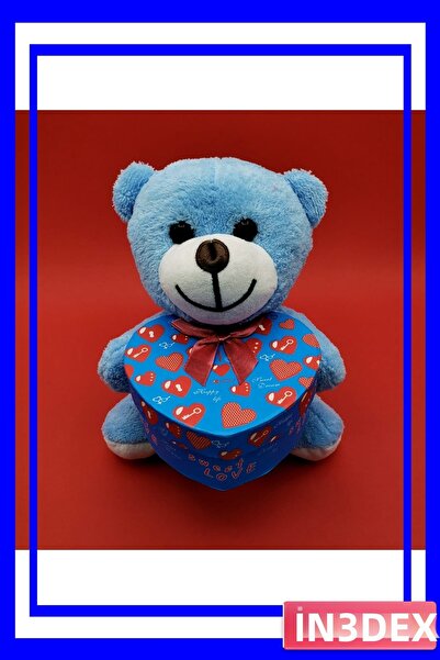 İN3DEX دمية دب قطيفة زرقاء اللون بطول 25 سم ذات ملمس ناعم