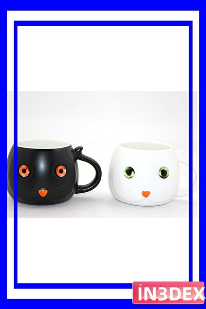 İN3DEX Porcelain Cup with Cat Figure for Hot Drinks