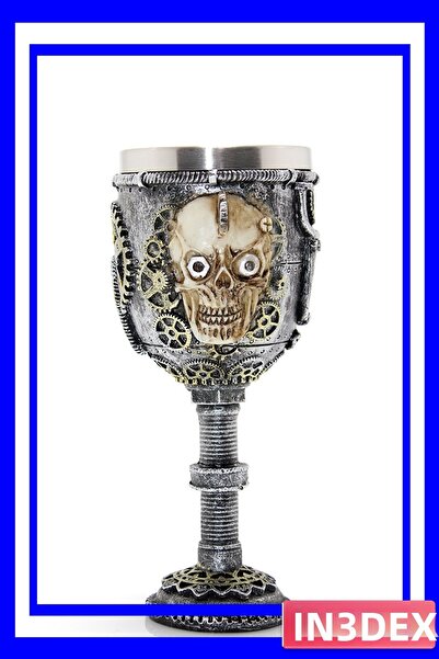 İN3DEX Steampunk Themed Stainless Steel Cup with Skull Figure