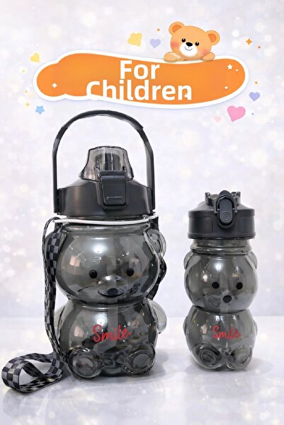 Berdina Home 2Pcs Transparent Teddy Bear Water Bottle 1000+400ml Children's W...