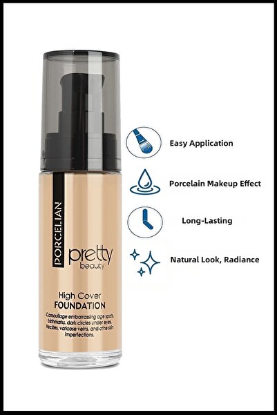 BSR SHOWROOM كريم أساس بورسلين عالي التغطية ذو تأثير عالي التغطية رقم:3