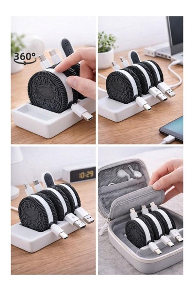 MisterionStudio مجموعة من 4 قطع منظم كابلات محمول + حامل |   منظم الكابلات لس...