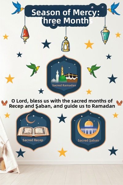 KanvasSepeti Three Months of the Season of Grace Recep Şaban Ramadan Glass Do...