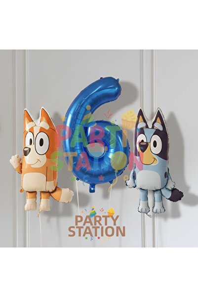 Parti Station Bluey and Chilli Concept 6-Year-Old Foil Balloon Set – Birthday...