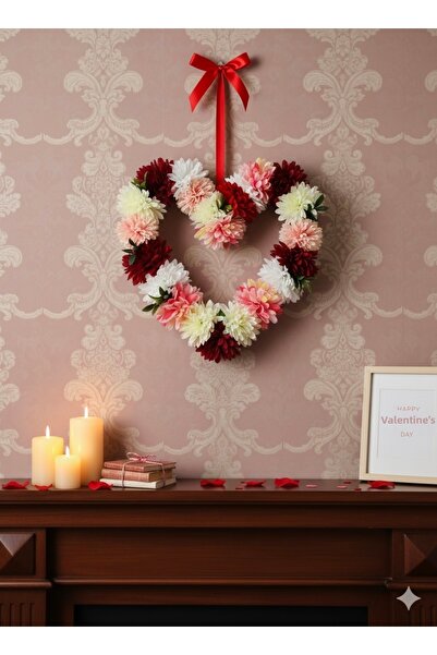 Bukiro Heart Wreath Artificial Flower Decor Orchid Wreath Lover Artificial Fl...