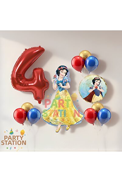 Parti Station Snow White 4-Year-Old Birthday Balloon Set - 11-Piece Concept F...