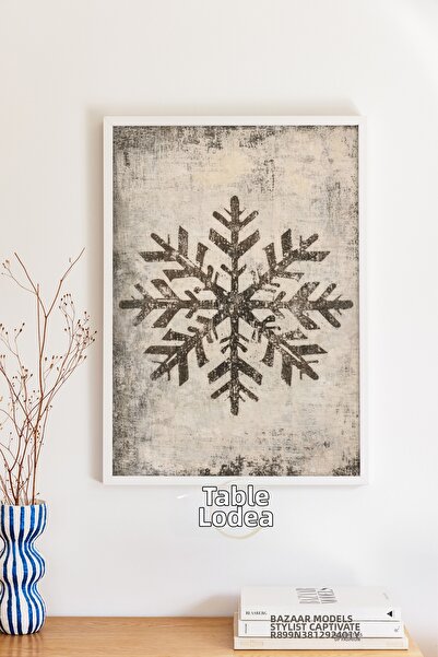 tablodea Pictură de perete rustică vintage cu model de fulgi de zăpadă TD Pos...