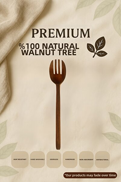 Ülgenev 1 قطعة شوكة مطبخ مصنوعة يدويًا من خشب الجوز مقاس 30 سم |   أدوات تقدي...