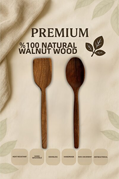 Ülgenev مجموعة من 2 ملعقة وملعقة مضادة للبكتيريا مصنوعة من خشب الجوز بنسبة 10...