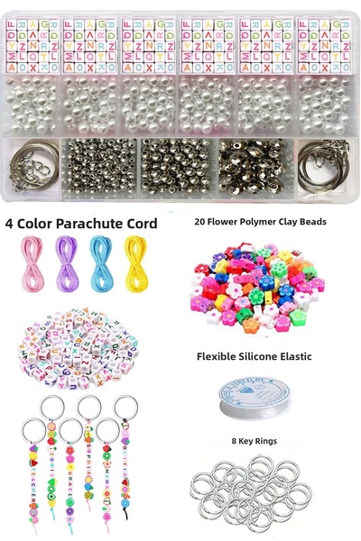 By MO Accessories Set pentru confecționarea brelocurilor cu litere și mărgele...