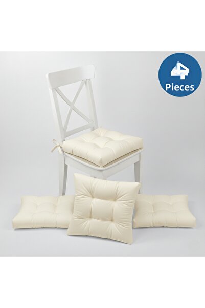 ALTINPAMUK 4 τεμαχίων χρυσό κρεμ αφράτο μαξιλάρι καρέκλας με ειδικά ραμμένα κ...