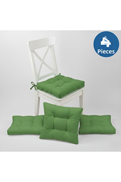 ALTINPAMUK Pachet de 4 perne pentru scaun pufoase, aurii, verzi, cusute speci...