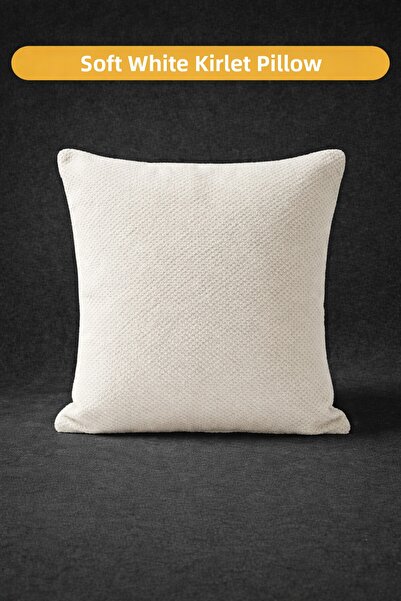 Evondi 45×45 Soft White Throw Pillow Cover – Erasable Textured Fabric, Hidden...